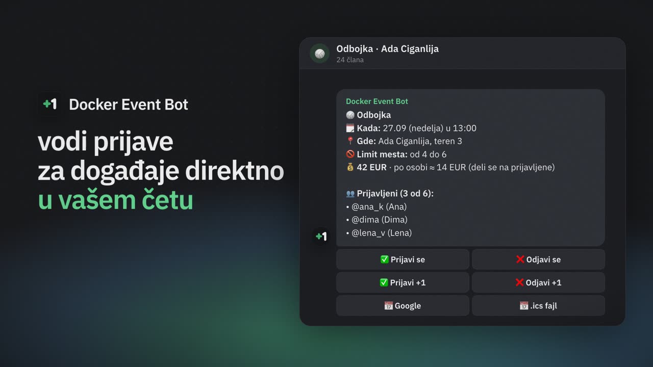 Video pregled Docker Event Bot-a